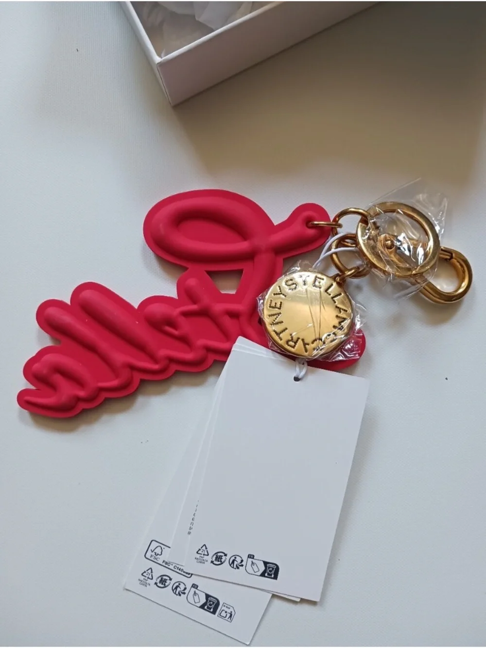 Stella McCartney for H&M Red Script Key Charm, NWT